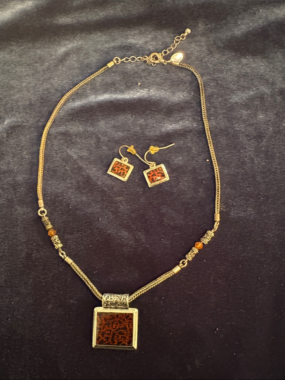 Vintage Premier Designs "Tigress" Necklace and Earrings Set